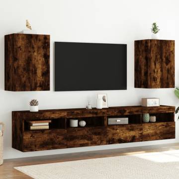 Stylish Smoked Oak TV Wall Cabinets - Set of 2 | HipoMarket