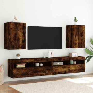 Stylish Smoked Oak TV Wall Cabinets - Set of 2 | HipoMarket