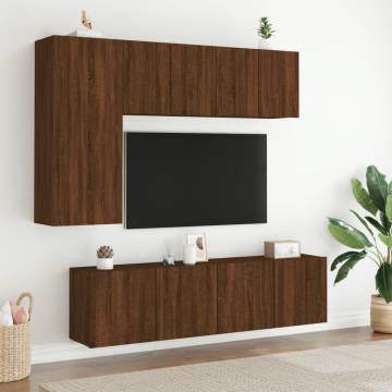 Stylish Brown Oak Wall-mounted TV Cabinet | HipoMarket