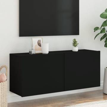 Wall-Mounted Black TV Cabinet | 100x30x41 cm - HipoMarket