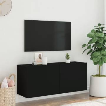 Wall-Mounted Black TV Cabinet | 100x30x41 cm - HipoMarket