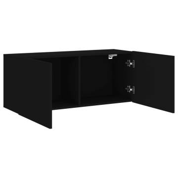 Wall-Mounted Black TV Cabinet | 100x30x41 cm - HipoMarket