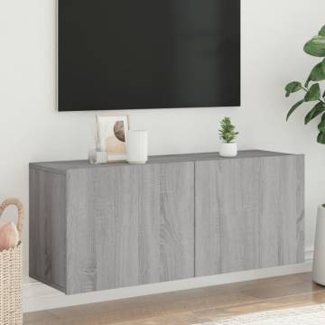 Stylish Grey Sonoma TV Cabinet - 100x30x41 cm Wall-Mounted