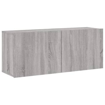 Stylish Grey Sonoma TV Cabinet - 100x30x41 cm Wall-Mounted