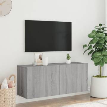 Stylish Grey Sonoma TV Cabinet - 100x30x41 cm Wall-Mounted