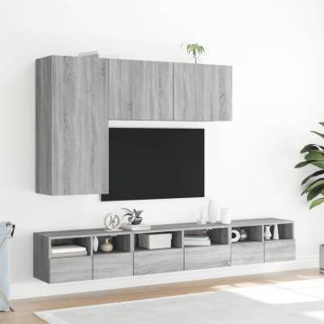 Stylish Grey Sonoma TV Cabinet - 100x30x41 cm Wall-Mounted