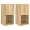 Stylish TV Cabinets with LED Lights - 2 pcs Sonoma Oak