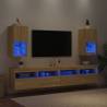 Stylish TV Cabinets with LED Lights - 2 pcs Sonoma Oak