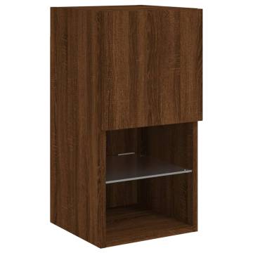 Stylish TV Cabinet with LED Lights - Brown Oak | HipoMarket