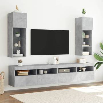 TV Cabinet with LED Lights - Concrete Grey | HipoMarket UK