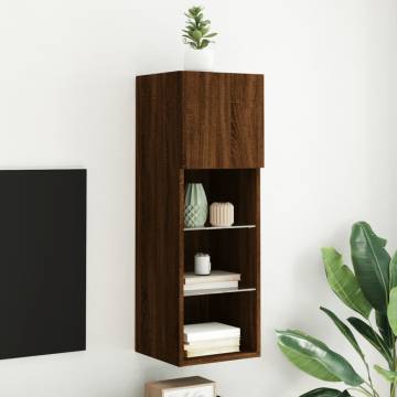 Stylish TV Cabinet with LED Lights - Brown Oak 30.5x30x90 cm