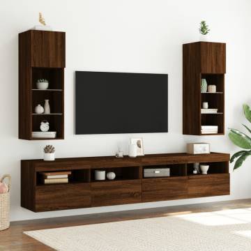 Stylish TV Cabinet with LED Lights - Brown Oak 30.5x30x90 cm