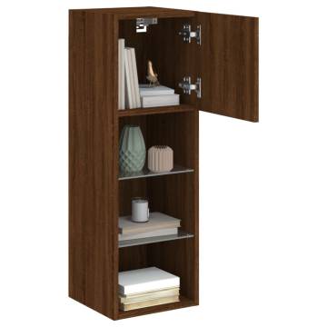 Stylish TV Cabinet with LED Lights - Brown Oak 30.5x30x90 cm