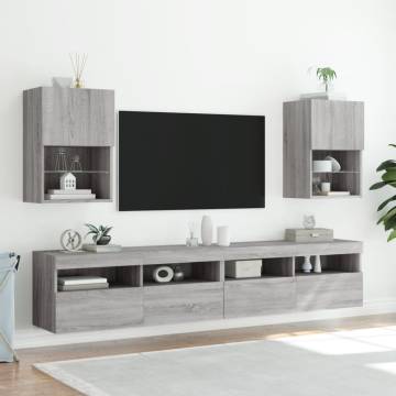 TV Cabinet with LED Lights - Grey Sonoma | Hipomarket UK