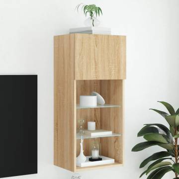 TV Cabinet with LED Lights - Sonoma Oak, 40.5x30x90 cm