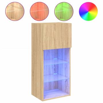 TV Cabinet with LED Lights - Sonoma Oak, 40.5x30x90 cm