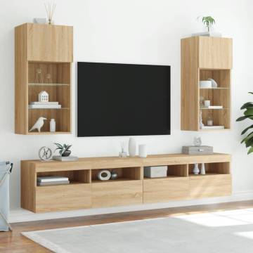 TV Cabinet with LED Lights - Sonoma Oak, 40.5x30x90 cm