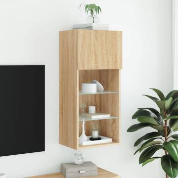 TV Cabinet with LED Lights - Sonoma Oak, 40.5x30x90 cm