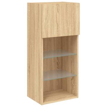 TV Cabinet with LED Lights - Sonoma Oak, 40.5x30x90 cm