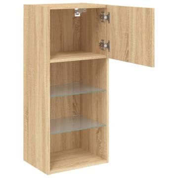 TV Cabinet with LED Lights - Sonoma Oak, 40.5x30x90 cm