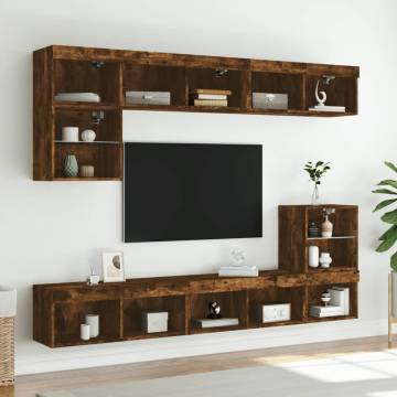 Stylish LED TV Cabinet Smoked Oak 80x30x30 cm | HiPoMarket