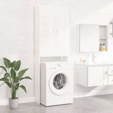 High Gloss White Washing Machine Cabinet - Space Saving Design