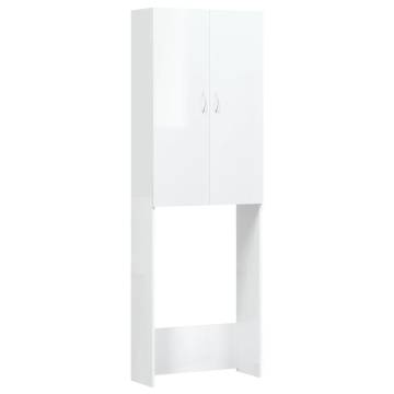 High Gloss White Washing Machine Cabinet - Space Saving Design