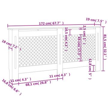 Stylish MDF Radiator Cover - 172x19x81.5 cm