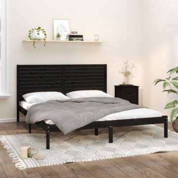 Black Solid Wood Bed Frame 180x200 cm - Super King Size