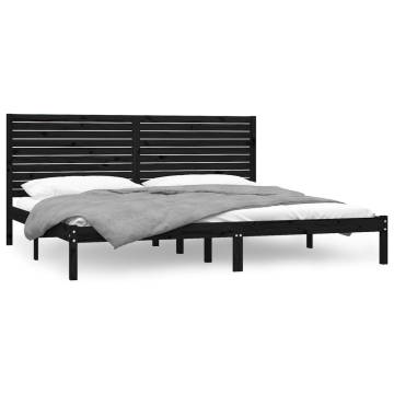 Black Solid Wood Bed Frame 180x200 cm - Super King Size