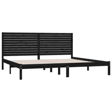 Black Solid Wood Bed Frame 180x200 cm - Super King Size