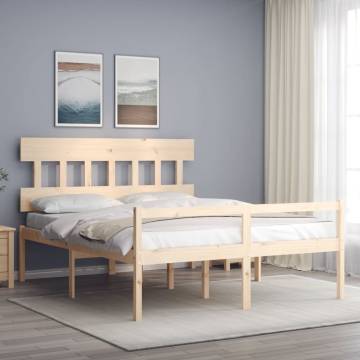 Solid Wood Bed Frame with Headboard 160x200 cm | HipoMarket