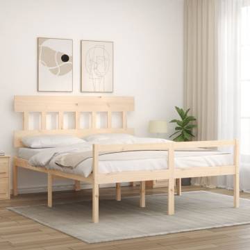 Solid Wood Bed Frame with Headboard 160x200 cm | HipoMarket