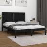 Bed Frame Black Solid Wood Pine 140x190 cm Colour black Size 140 x 190 cm 