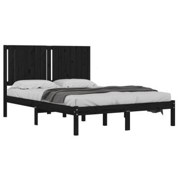 Black Solid Wood Pine Bed Frame 140x190 cm - Modern Design