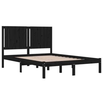 Black Solid Wood Pine Bed Frame 140x190 cm - Modern Design