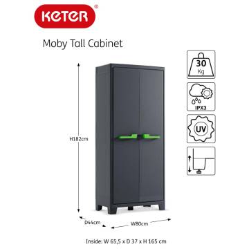 Keter Moby Storage Cabinet - Graphite Grey 182 cm | Hipomarket