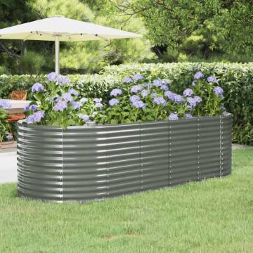 Garden Raised Bed Powder-coated Steel - 249x100x68 cm Grey