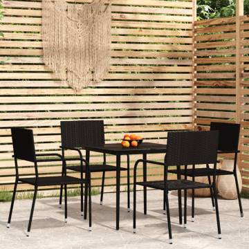 5 Piece Black Garden Dining Set - Stylish Outdoor Furniture