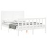 Stylish White Double Bed Frame with Headboard | Solid Pine Wood