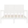 Stylish White Double Bed Frame with Headboard | Solid Pine Wood