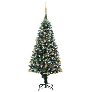 Artificial Pre-lit Christmas Tree with Ball Set & Pinecones 150 cm