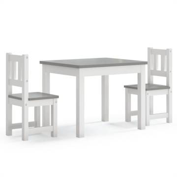 3 Piece White & Grey Children Table and Chair Set | HipoMarket