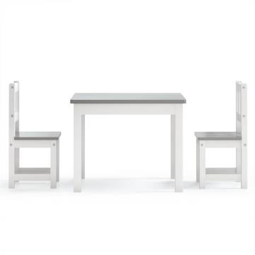 3 Piece White & Grey Children Table and Chair Set | HipoMarket