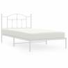 Metal Bed Frame with Headboard White - 107x203 cm | HipoMarket