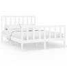 White Solid Pine Bed Frame 140x200 cm – Modern Bedroom Furniture