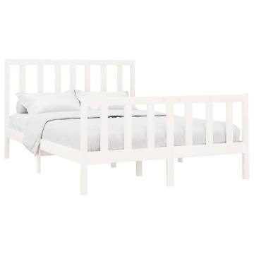 White Solid Pine Bed Frame 140x200 cm – Modern Bedroom Furniture