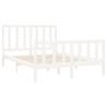 White Solid Pine Bed Frame 140x200 cm – Modern Bedroom Furniture