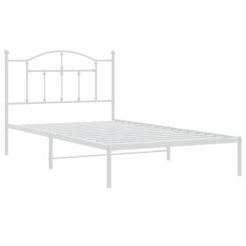 Metal Bed Frame with Headboard White - 107x203 cm | HipoMarket