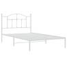 Metal Bed Frame with Headboard White - 107x203 cm | HipoMarket